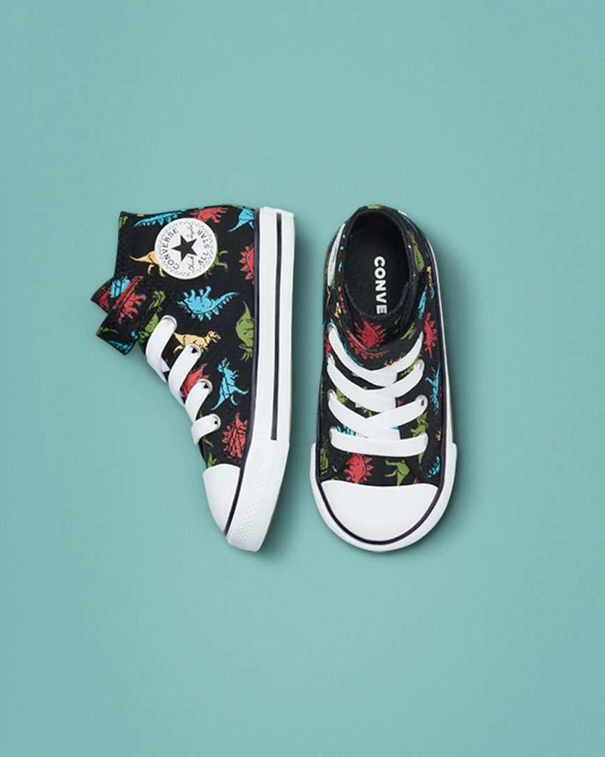 Tenisi Inalti Fete Converse Chuck Taylor All Star Easy-On Dinosaurs Negrii Rosii Albastri | RO JGUKD521